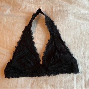 Free People black halter lace bralette